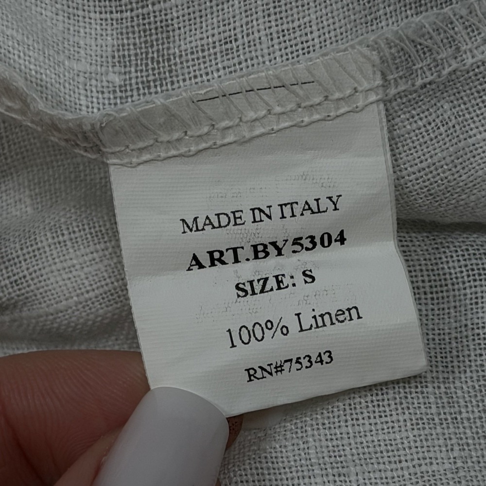 Allegra Masetti Gray/White Size S Maxi Sleeveless Ruffle Hem Dress 100% Linen - Picture 8 of 8